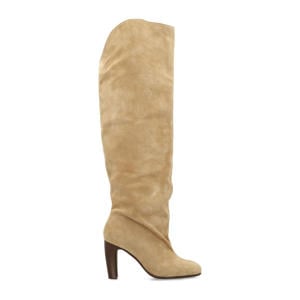suède hoge laarzen beige