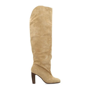suède hoge laarzen beige