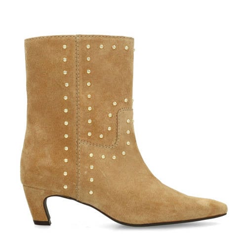 Sacha suède enkellaarzen met studs beige afbeelding