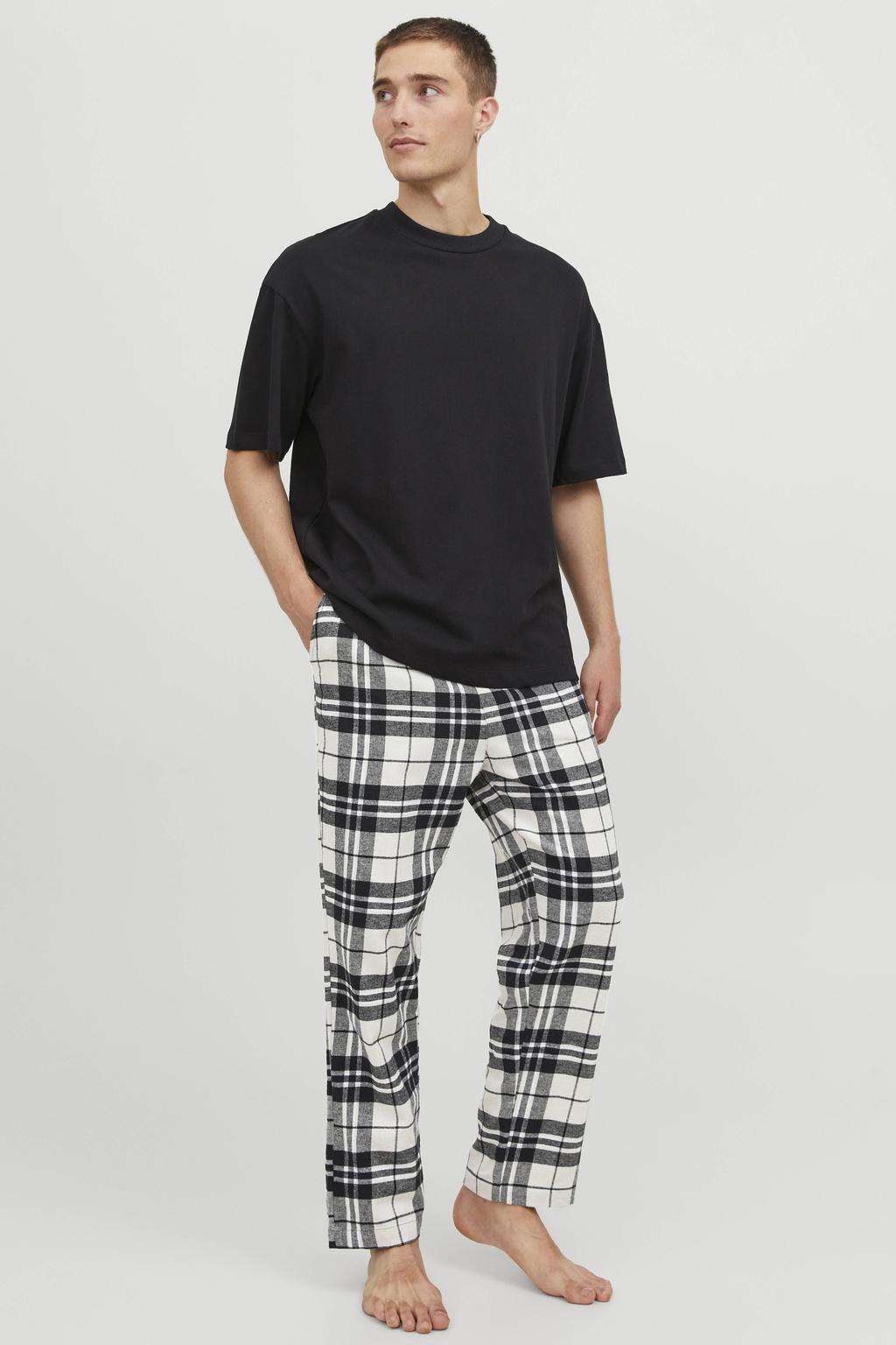 JACK & JONES pyjamabroek JACRIMON ecru/zwart