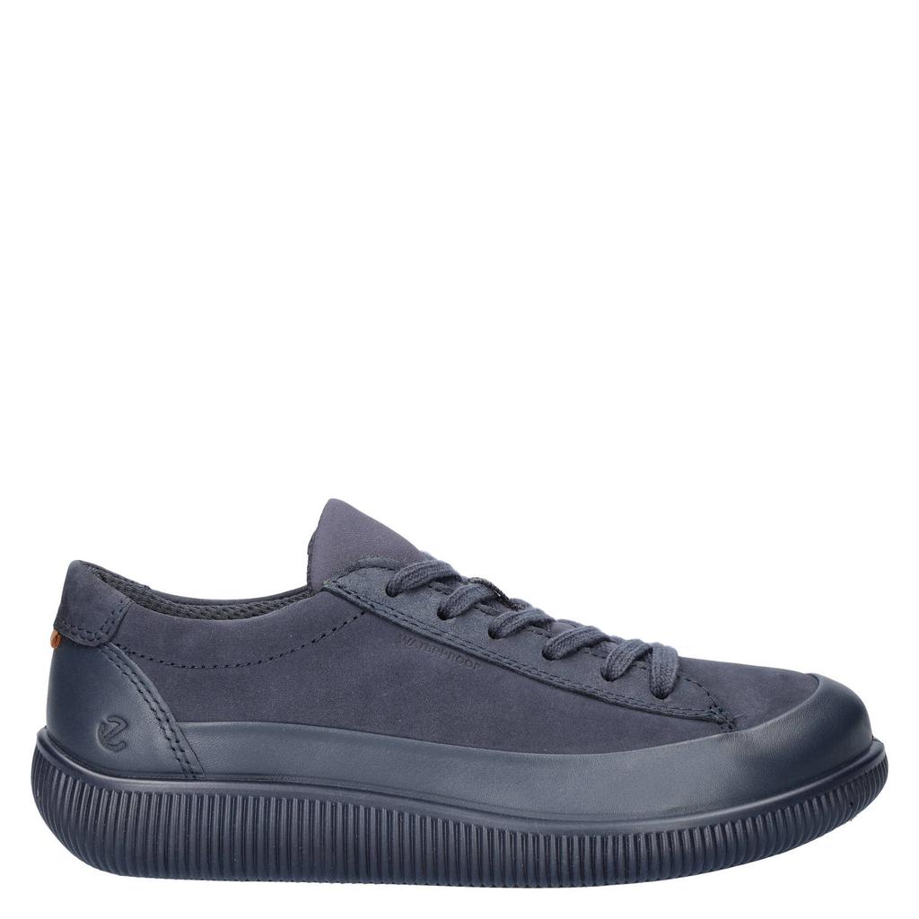 Blauwe dames Ecco Soft Zero leren sneakers van nubuck met veters