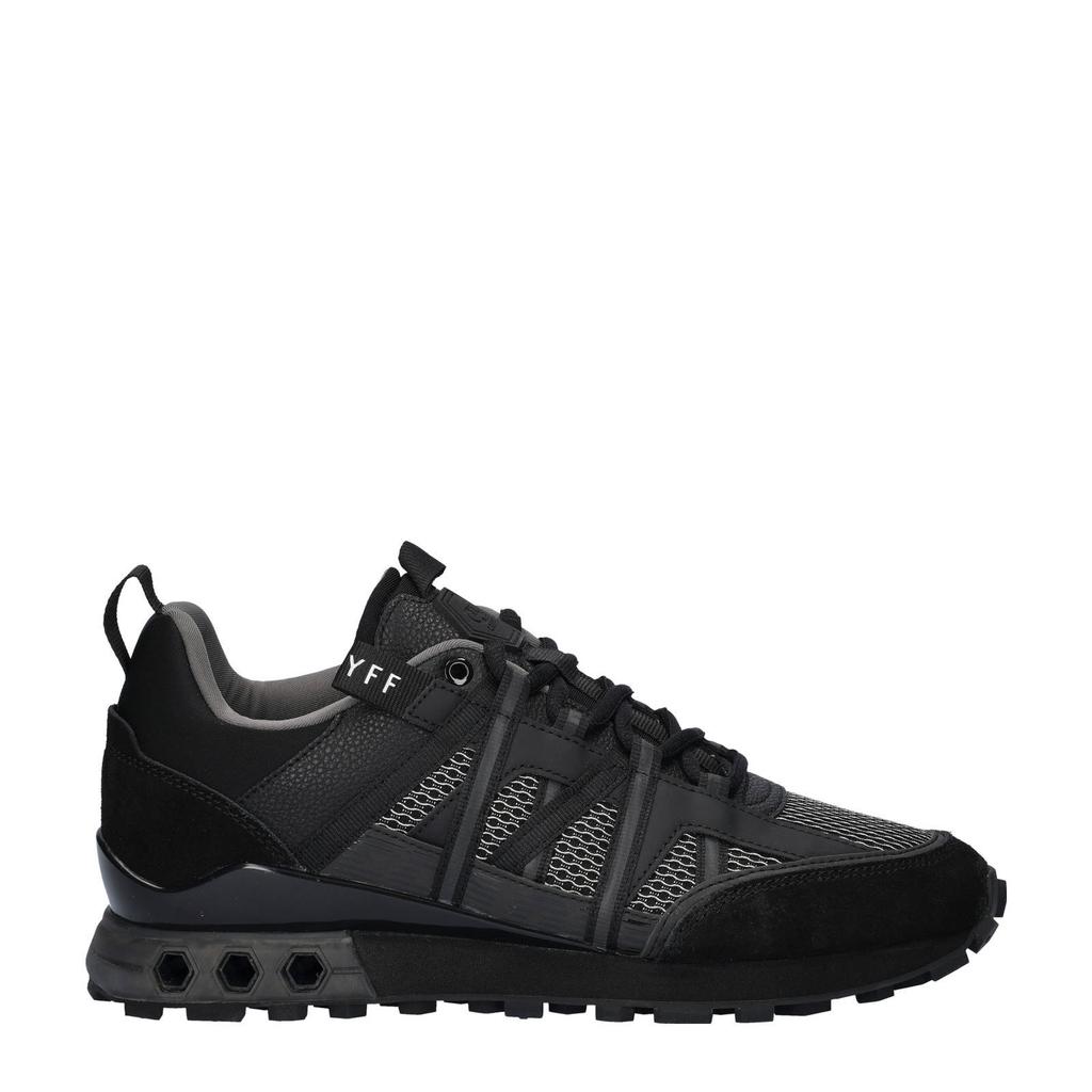 Zwarte heren Cruyff Fearia sneakers van imitatieleer en textiel met veters