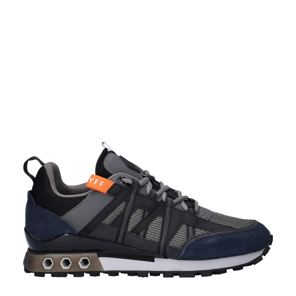 Grijze heren Cruyff Fearia sneakers van imitatieleer en textiel met veters