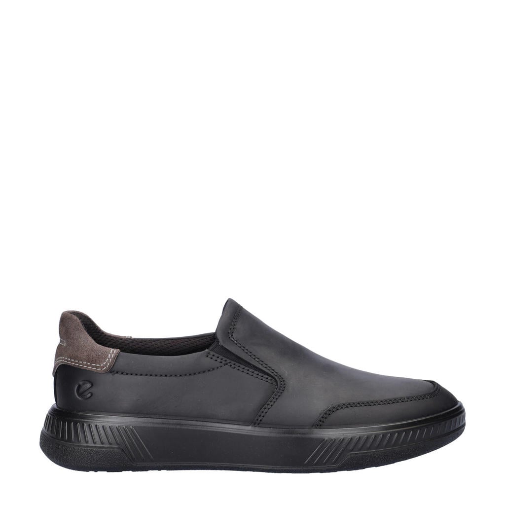 Zwarte heren Ecco Move leren slip-on met elastische inzet