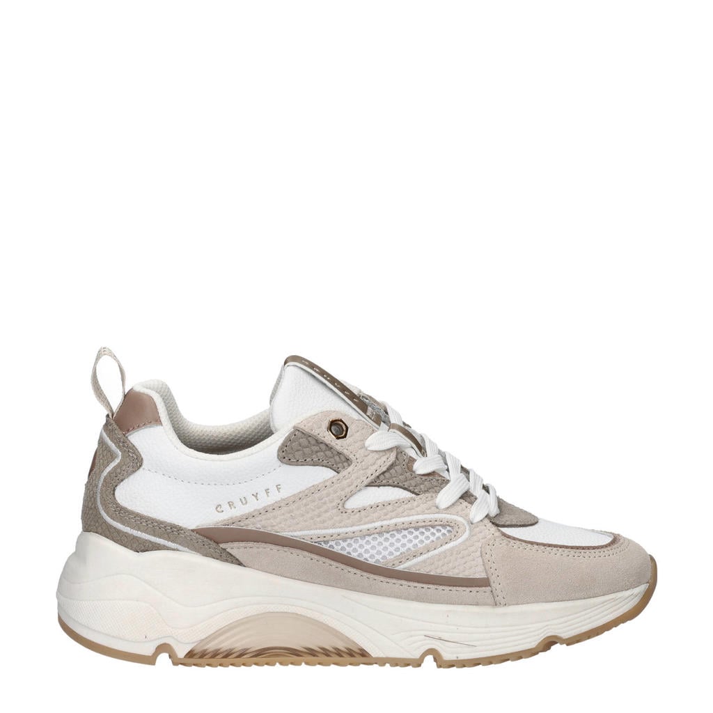 Witte dames Cruyff Madina chunky sneakers van imitatieleer met veters