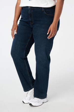 straight leg jeans dark blue denim