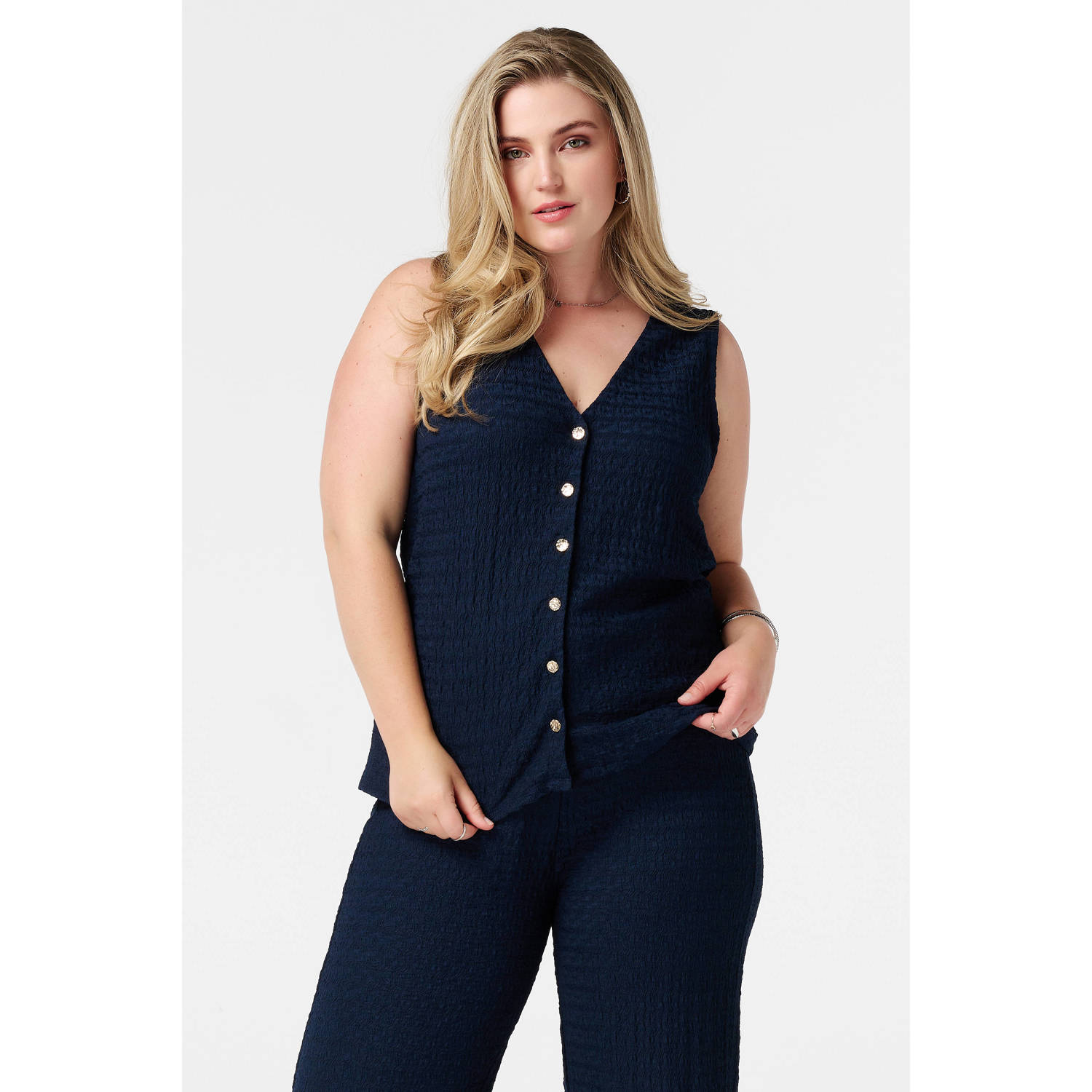 MS Mode gilet donkerblauw