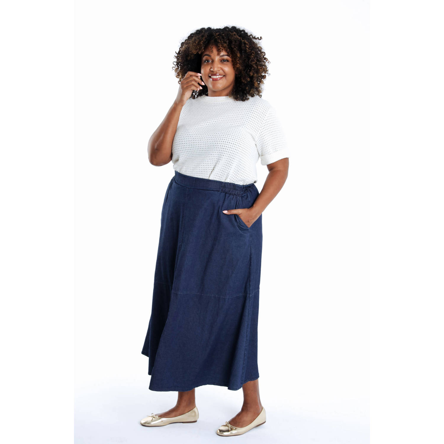 Paprika denim A-lijn rok dark blue denim