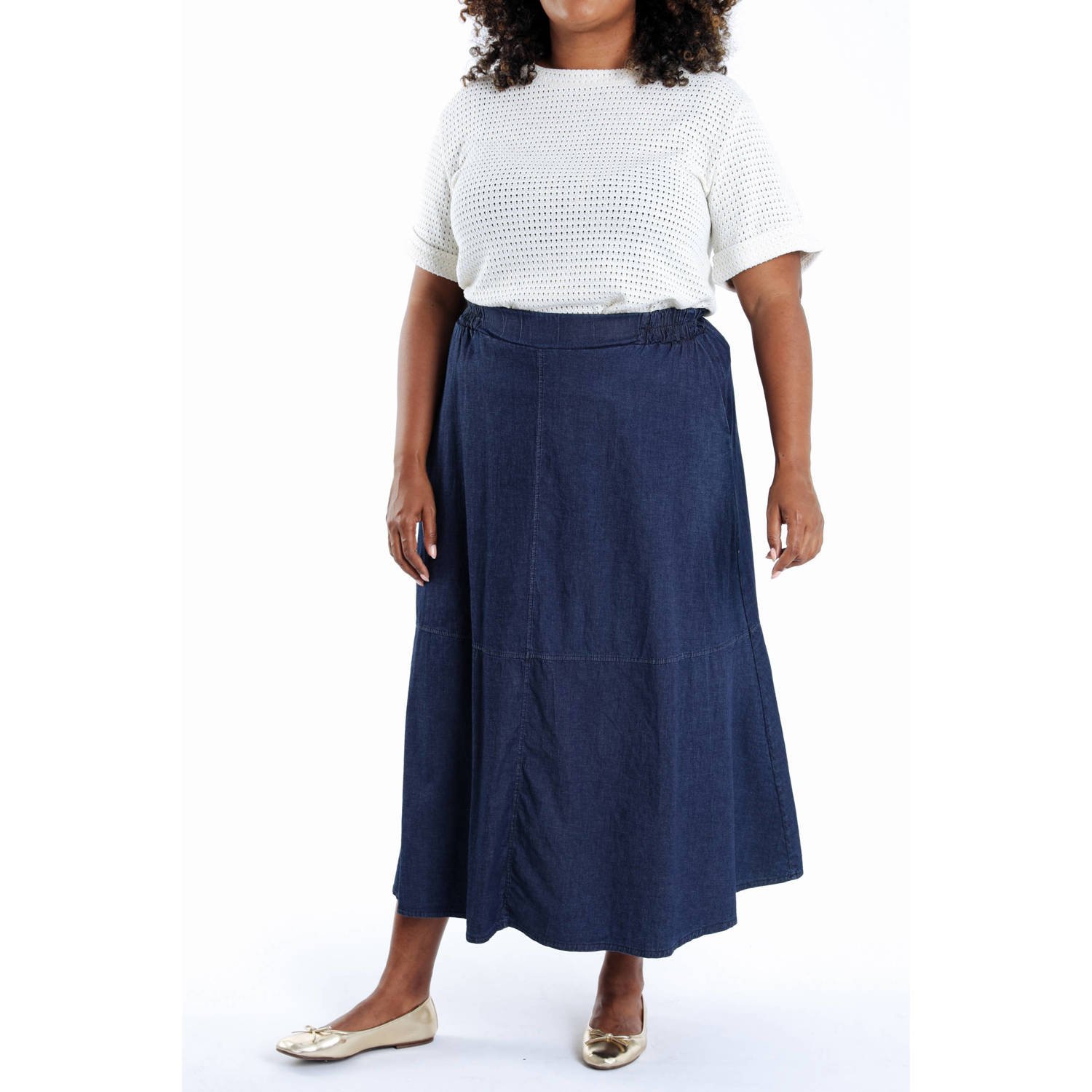 Paprika denim A-lijn rok dark blue denim