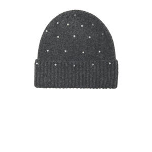 muts met parels donkergrijs melange