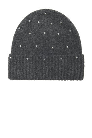 muts met parels donkergrijs melange