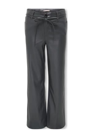 imitatieleren straight casual broek zwart