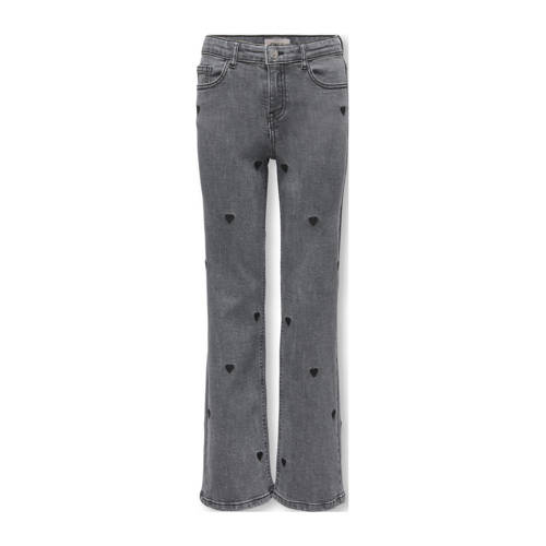 KIDS ONLY GIRL wide leg jeans met hartjes grey denim afbeelding