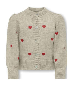 gebreid vest met hartjes greige