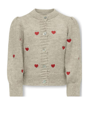 gebreid vest met hartjes greige