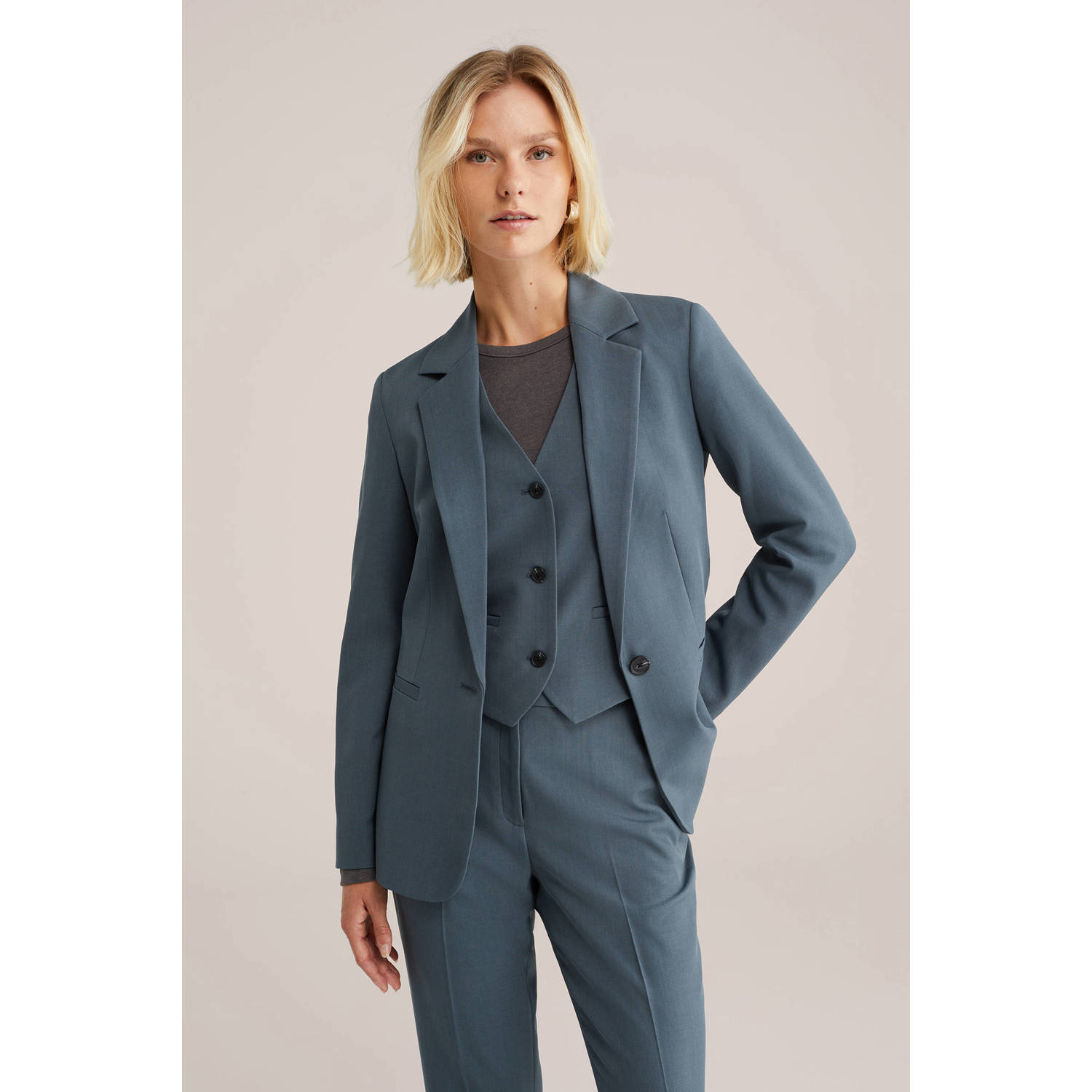 WE Fashion regular blazer grijsblauw