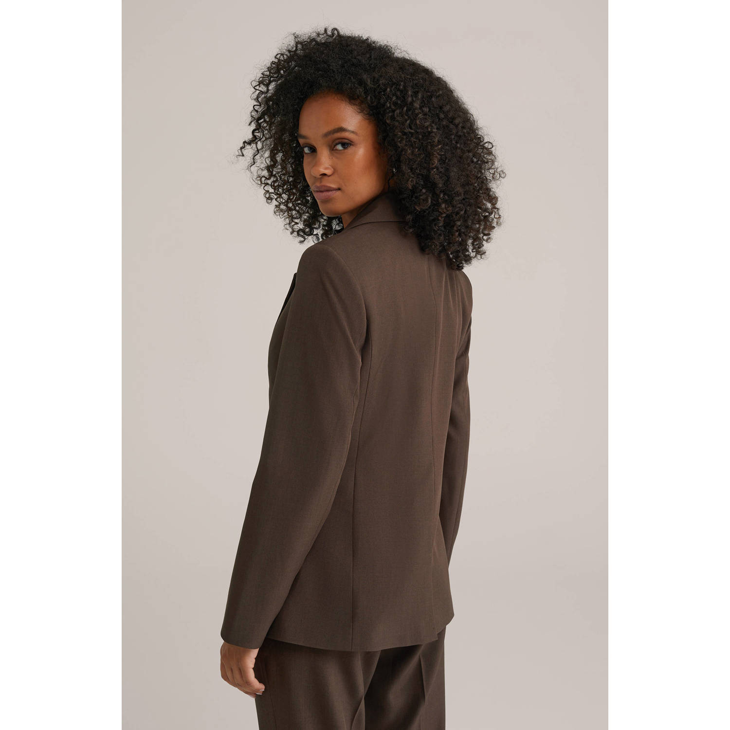 WE Fashion regular blazer donkerbruin