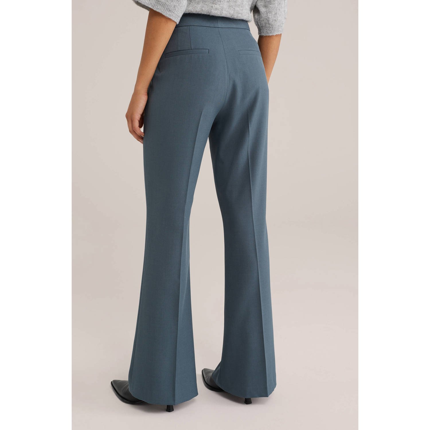 WE Fashion wide leg regular waist pantalon grijsblauw