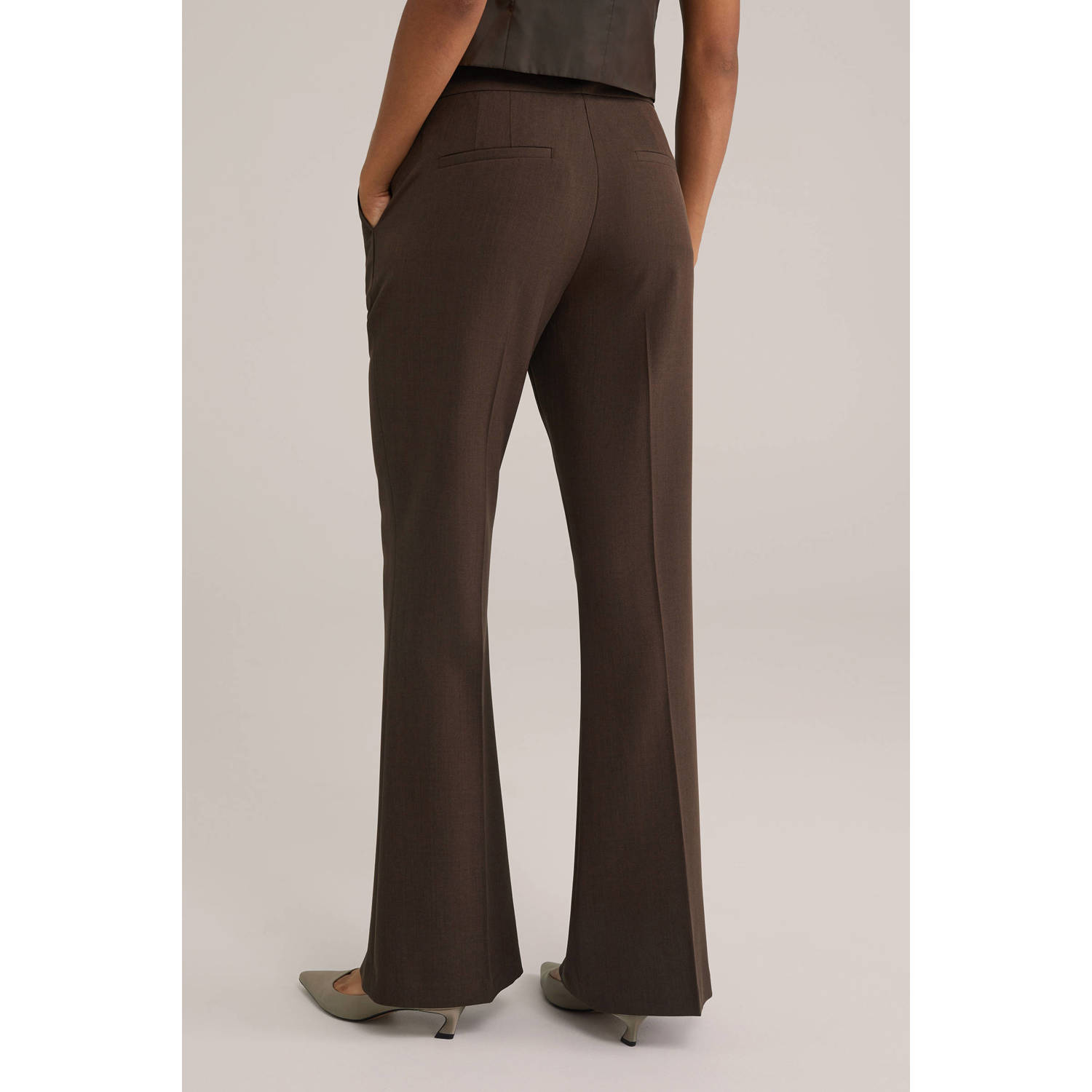 WE Fashion wide leg regular waist pantalon bruin