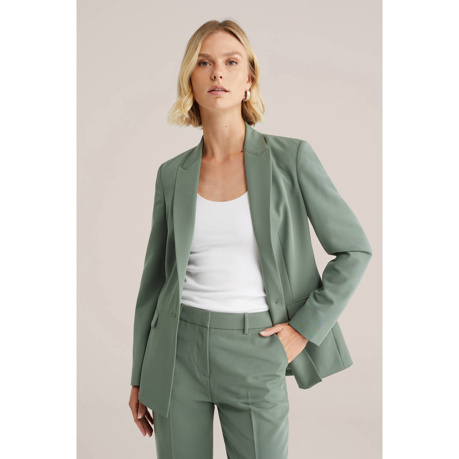 WE Fashion getailleerde blazer lichtgroen