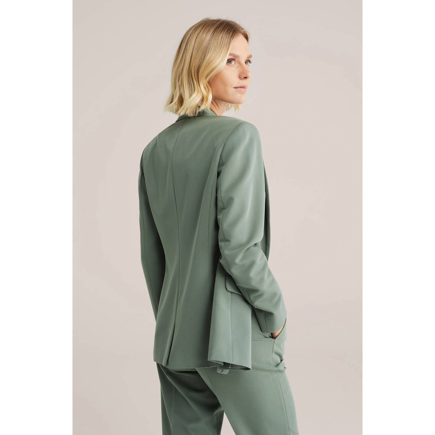 WE Fashion getailleerde blazer lichtgroen