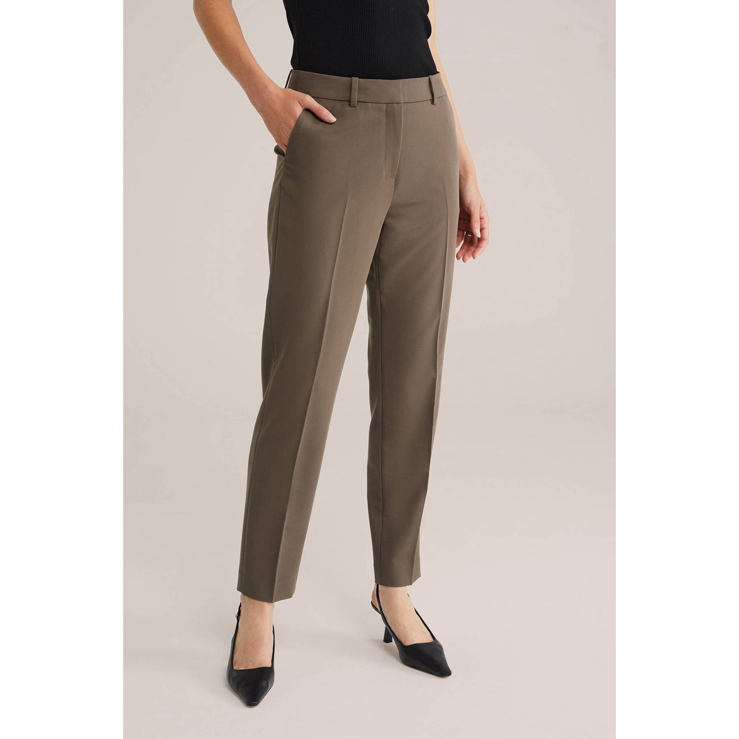 WE Fashion tapered regular waist pantalon kaki
