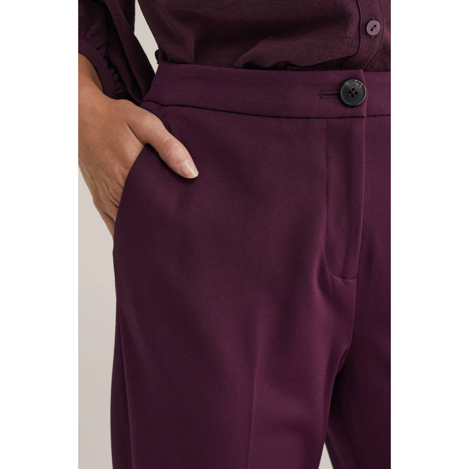 WE Fashion tapered regular waist chino donkerrood