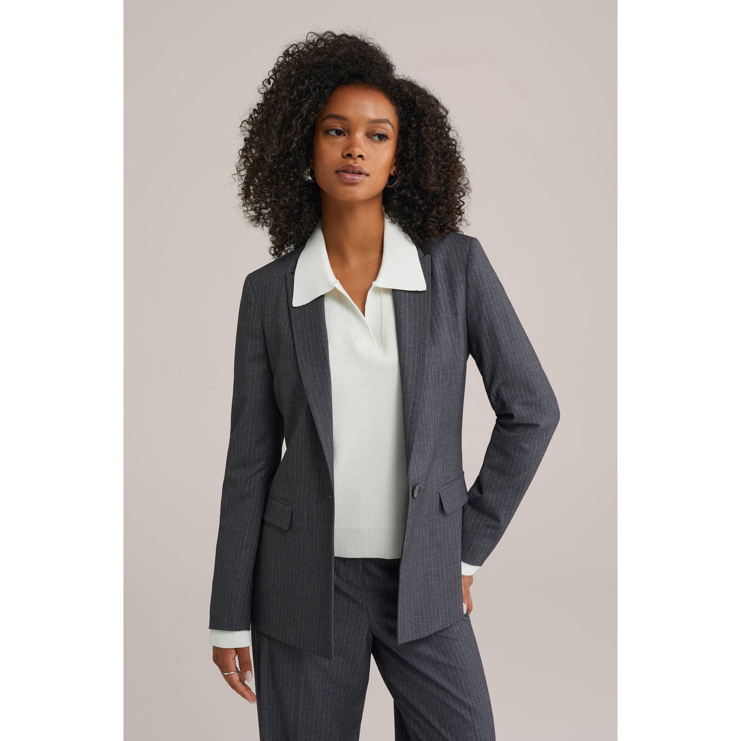WE Fashion regular blazer grijs