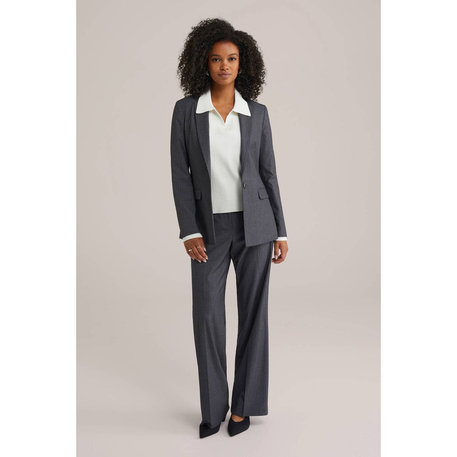 WE Fashion regular blazer grijs