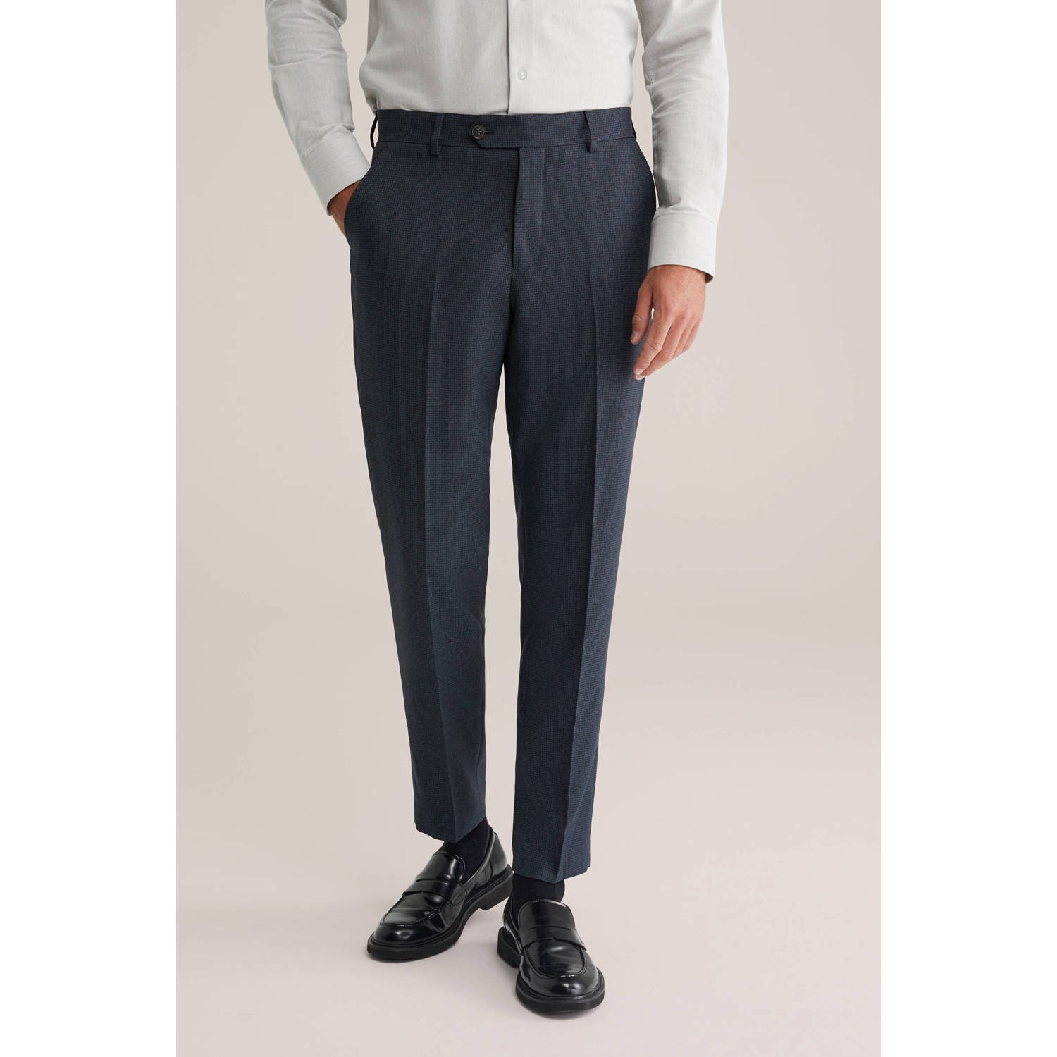 WE Fashion slim pantalon donkerblauw