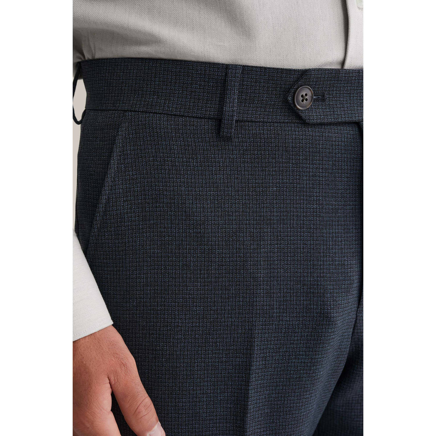 WE Fashion slim pantalon donkerblauw