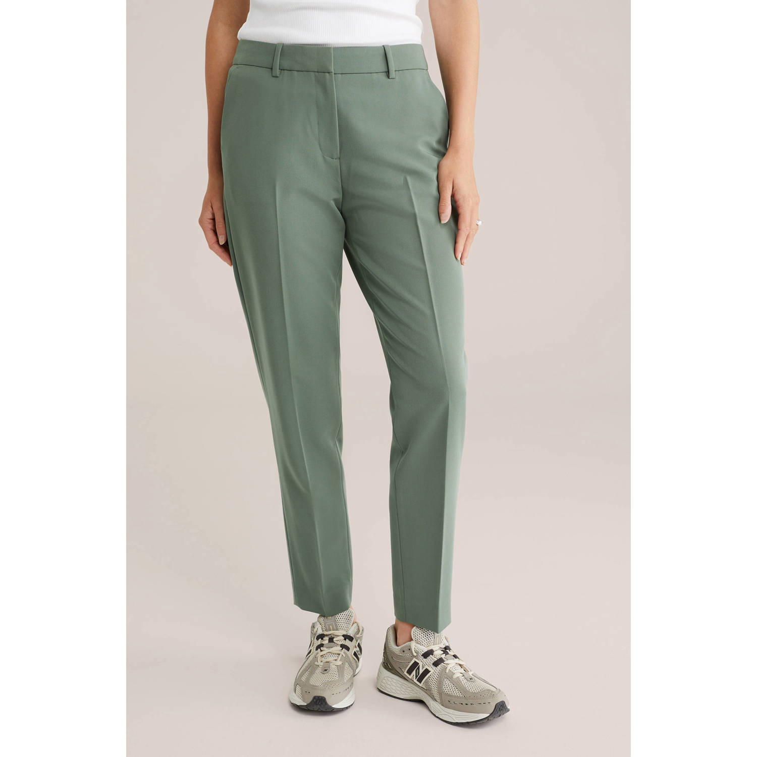 WE Fashion tapered regular waist pantalon groen