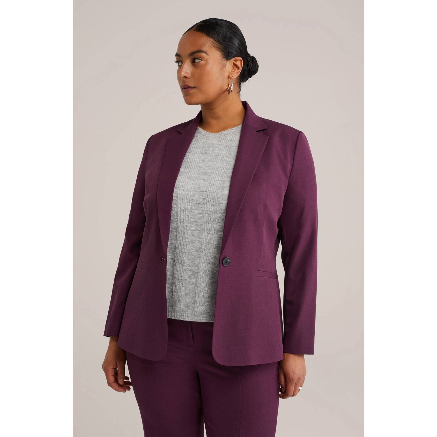 WE Fashion regular blazer donkerpaars