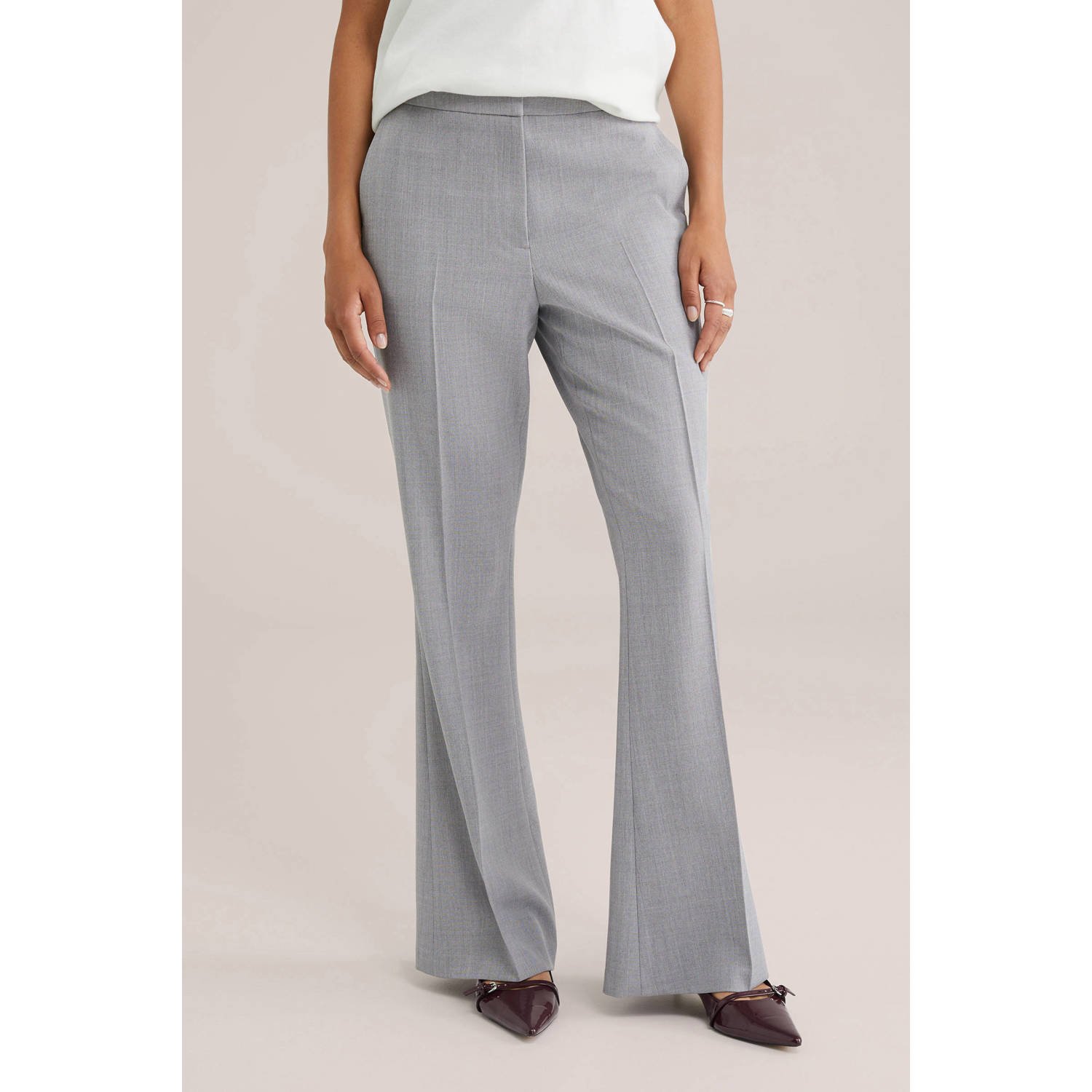 WE Fashion flared regular waist pantalon grijs