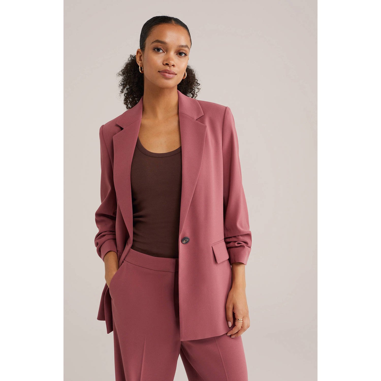 WE Fashion regular blazer oudroze