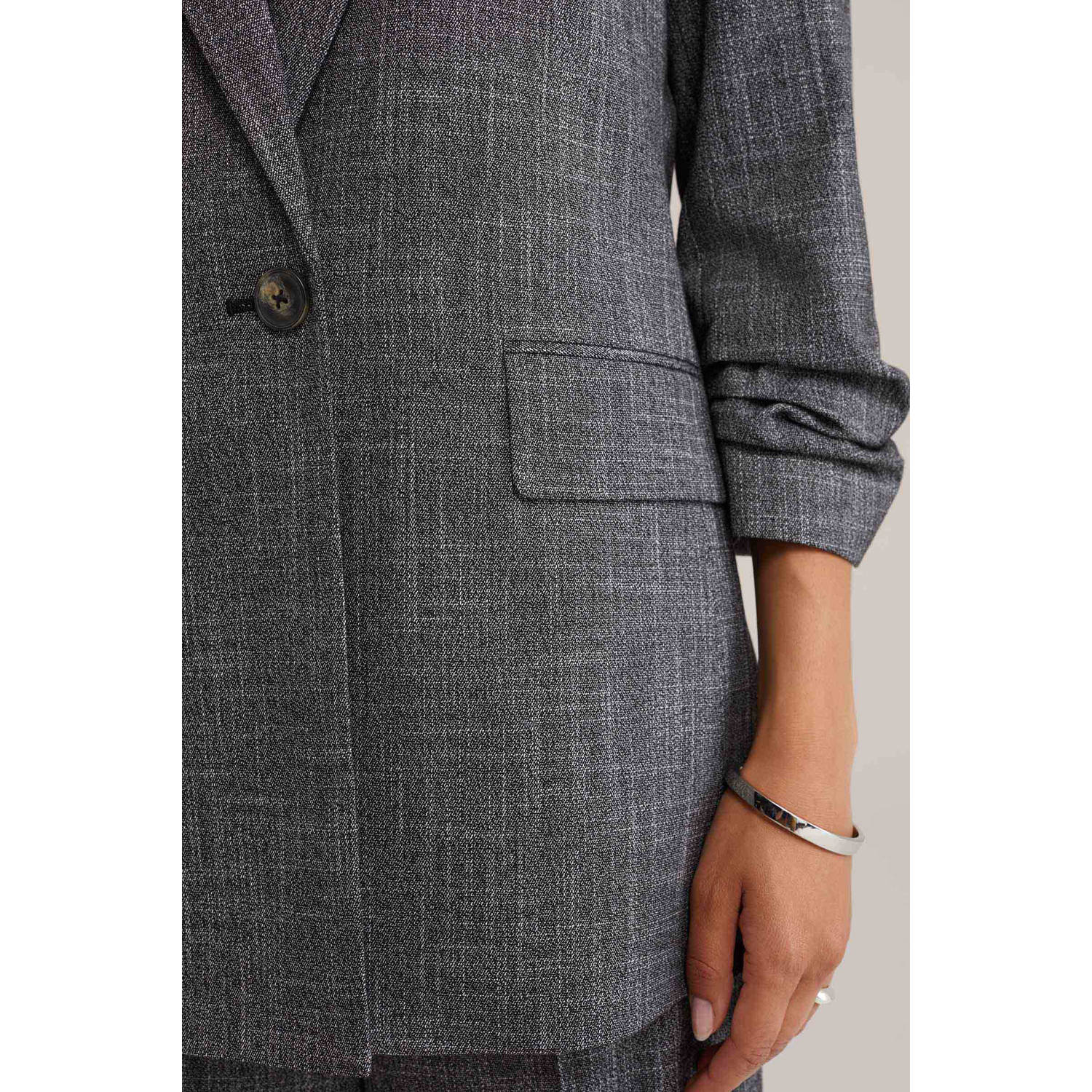 WE Fashion regular blazer grijs melange