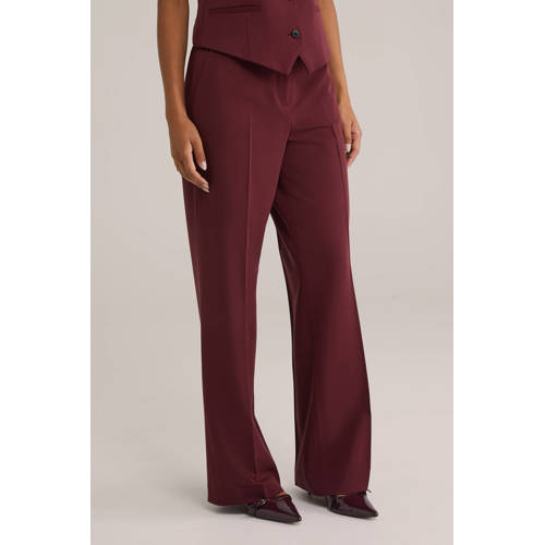 WE Fashion regular waist pantalon donkerrood afbeelding