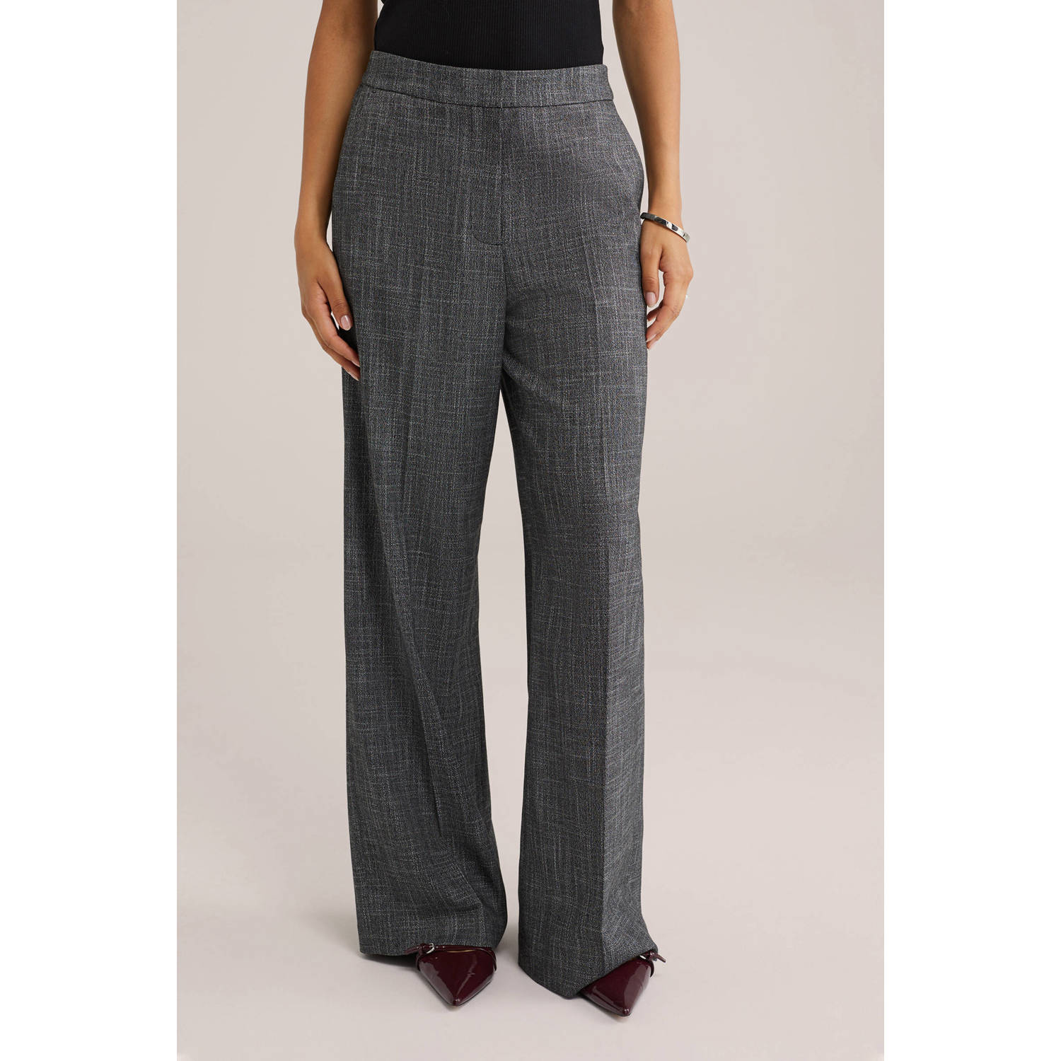 WE Fashion regular waist broek grijs
