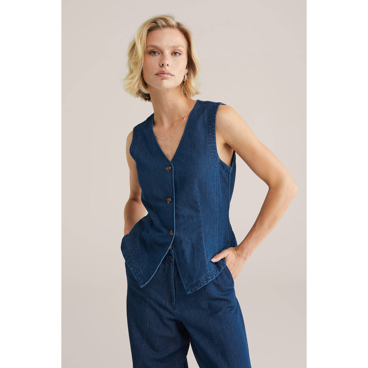 WE Fashion Gilet dark blue denim