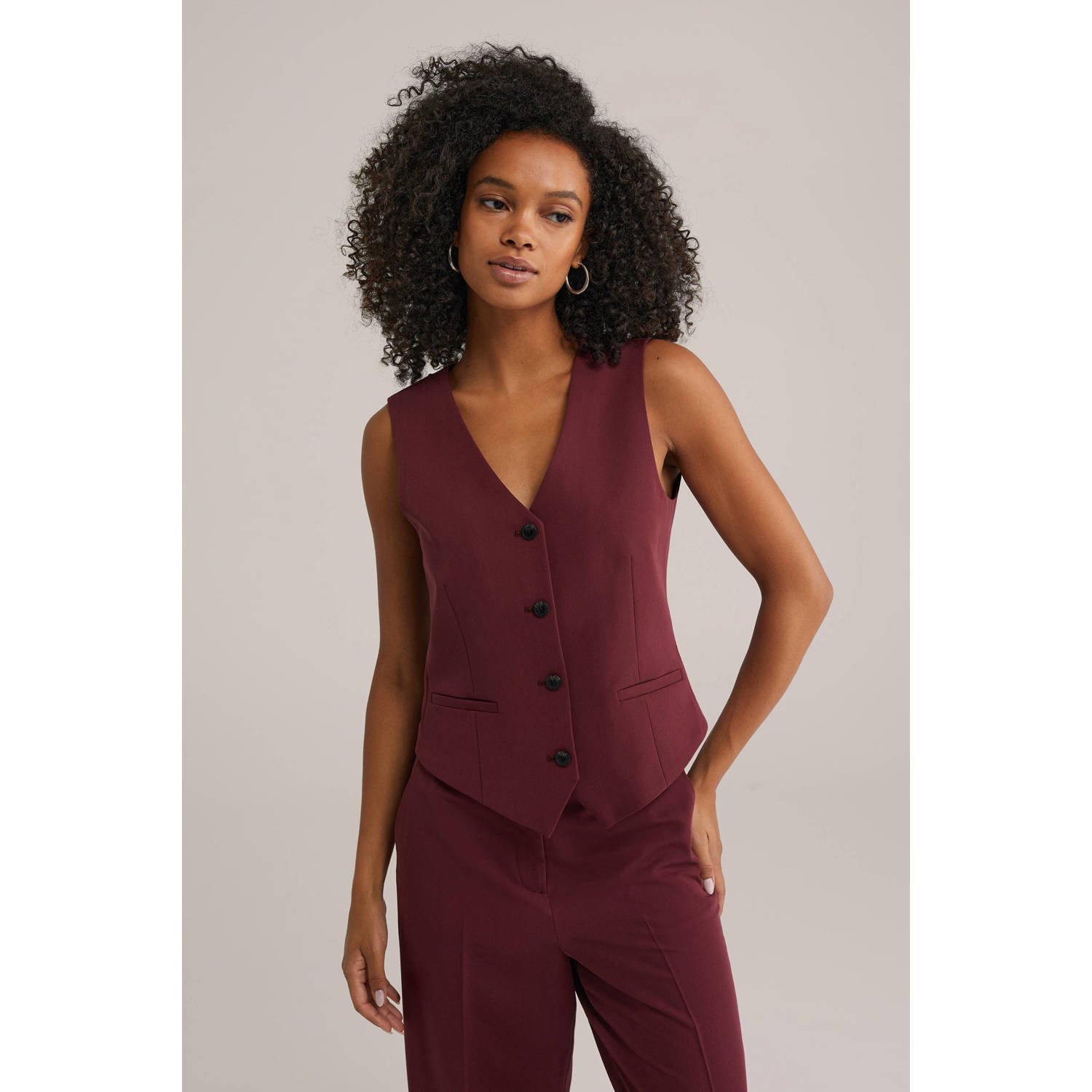 WE Fashion gilet donkerrood