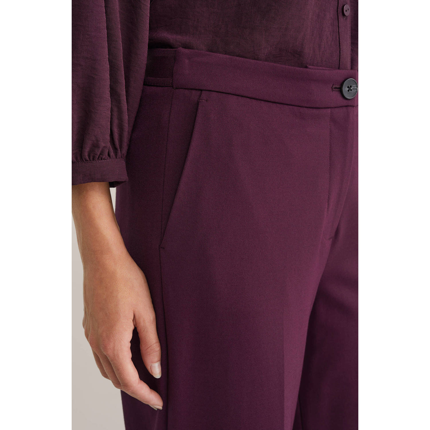 WE Fashion jersey high waist pantalon donkerrood
