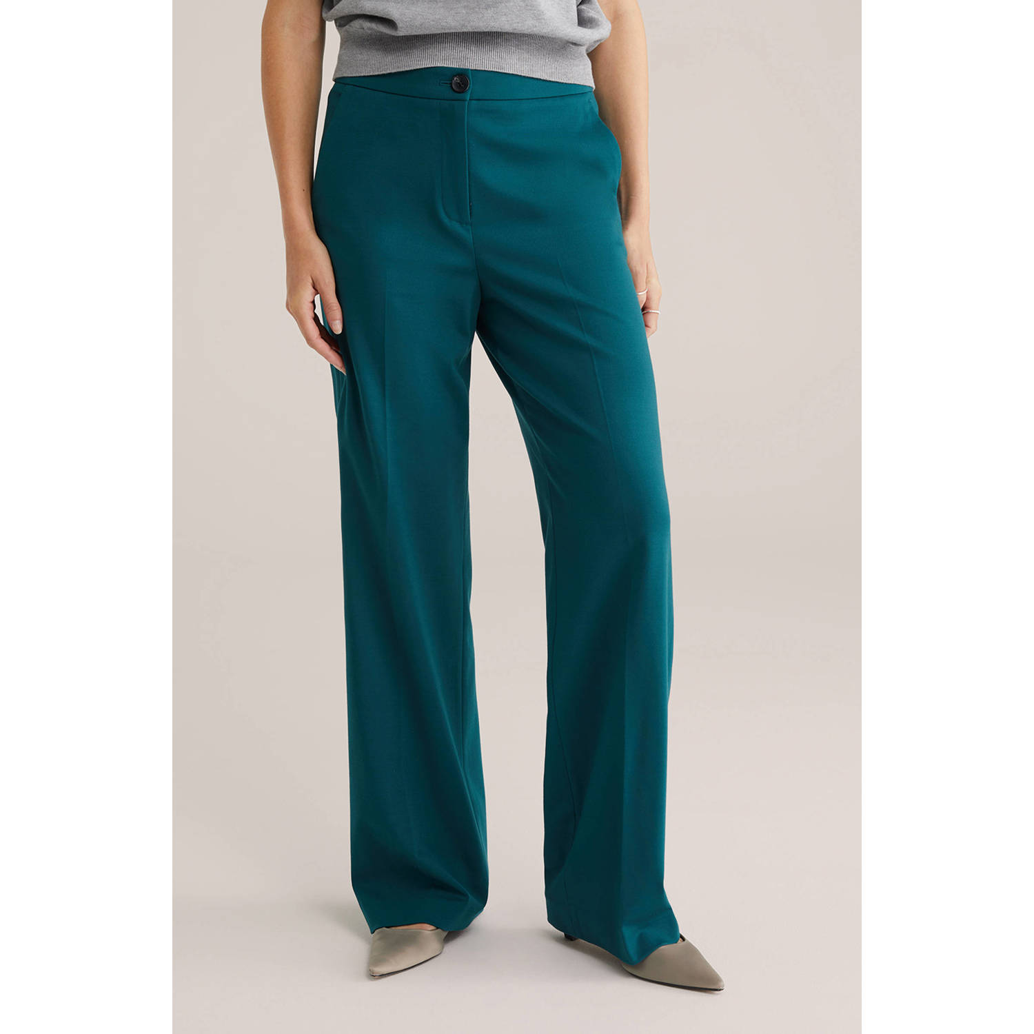 WE Fashion jersey high waist pantalon petrol