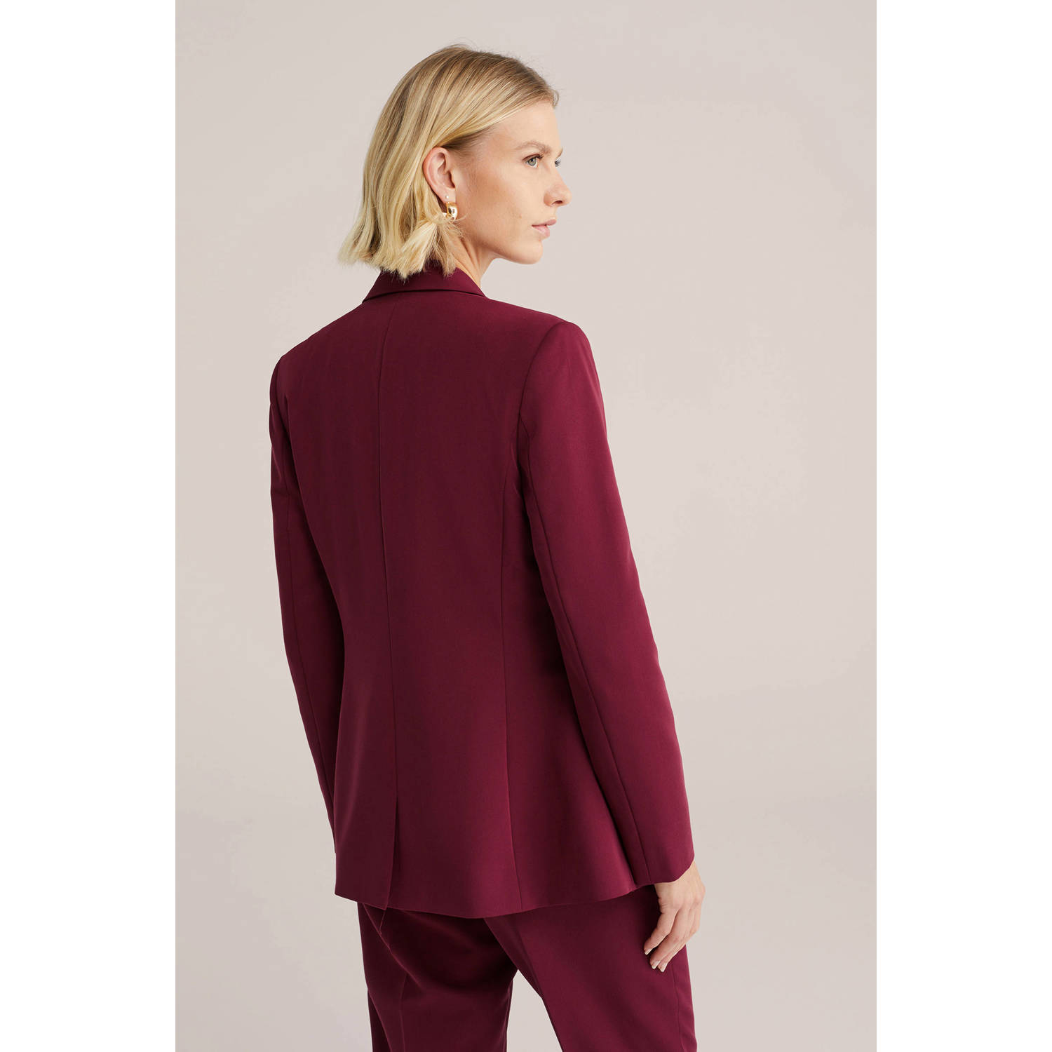 WE Fashion getailleerde blazer donkerrood