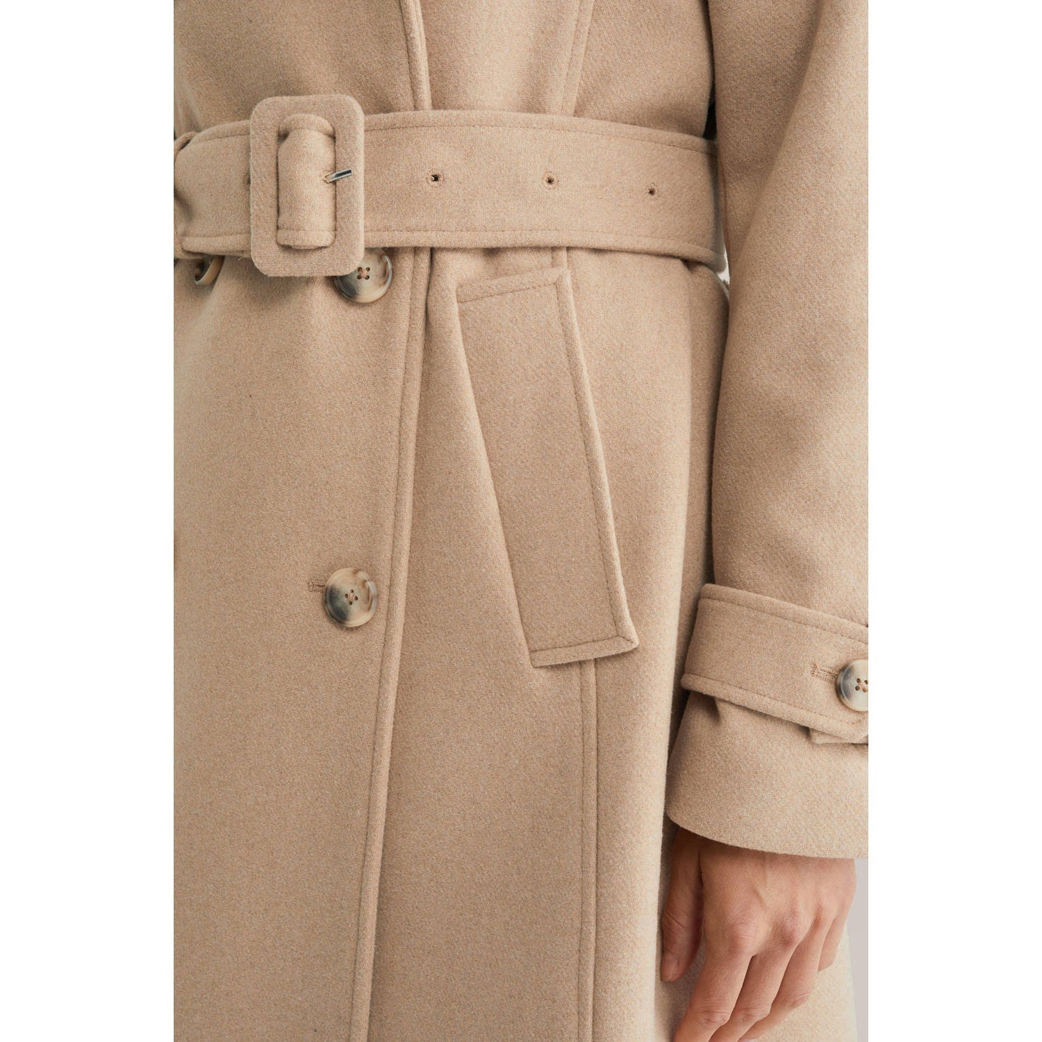 WE Fashion wollen trenchcoat beige