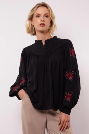 gebloemde blousetop zwart