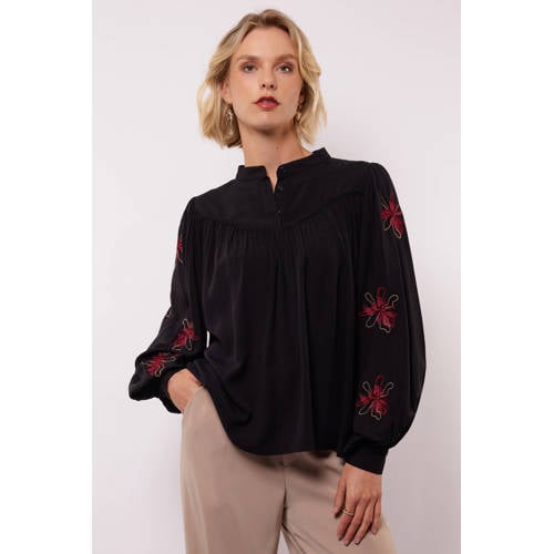 FLURESK gebloemde blousetop zwart afbeelding