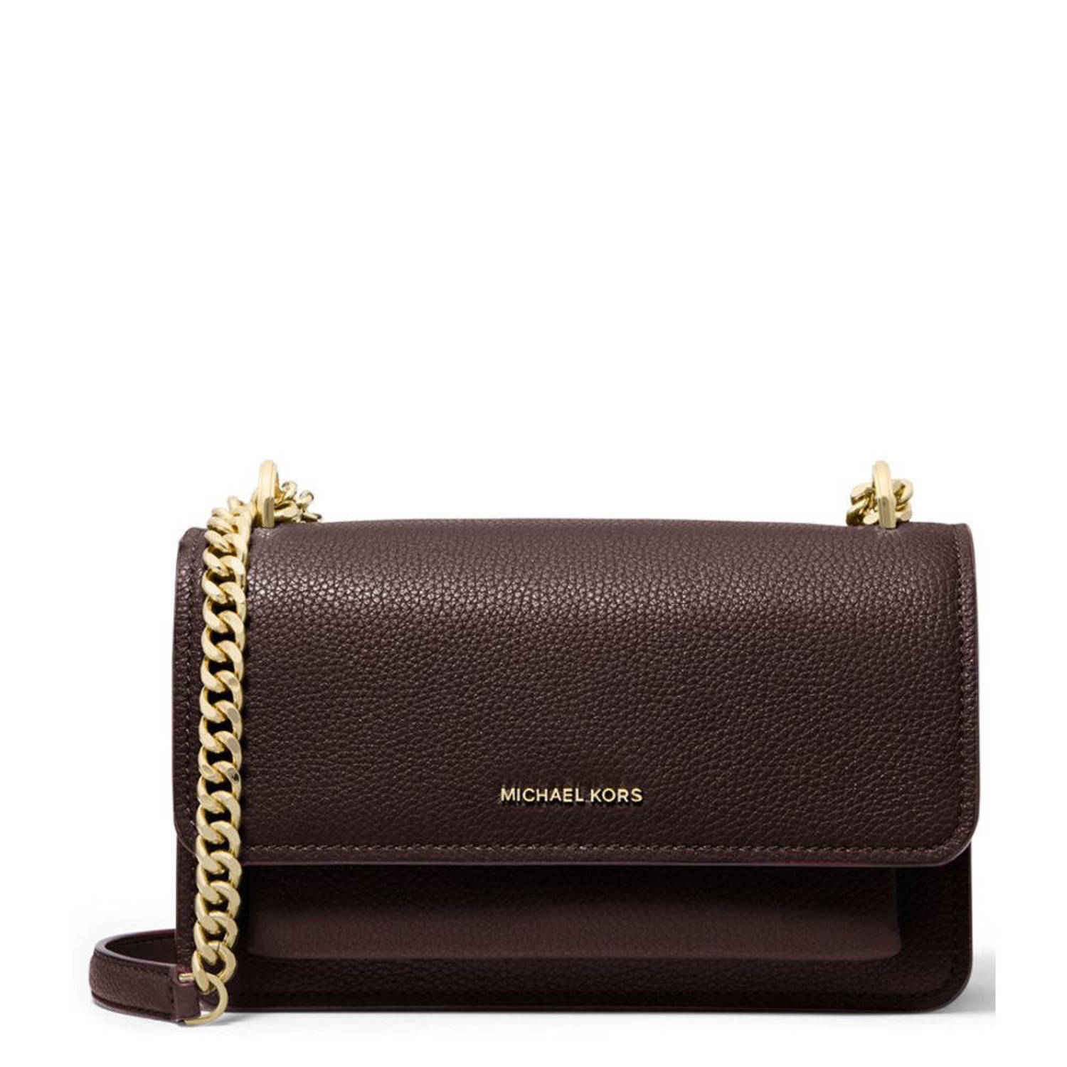 Michael Kors leren crossbody tas Claire Large donkerbruin