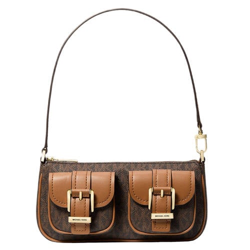 Michael Kors mini schoudertas Zoey met logoprint donkerbruin afbeelding