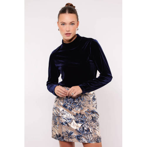 FLURESK fluwelen top donkerblauw afbeelding