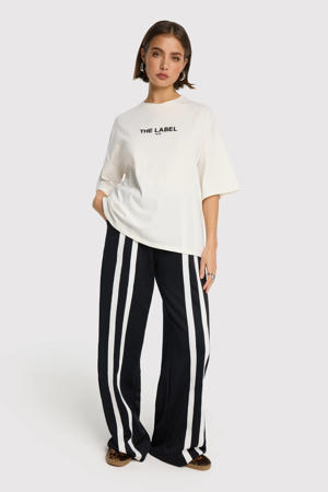 wide leg regular waist broek zwart